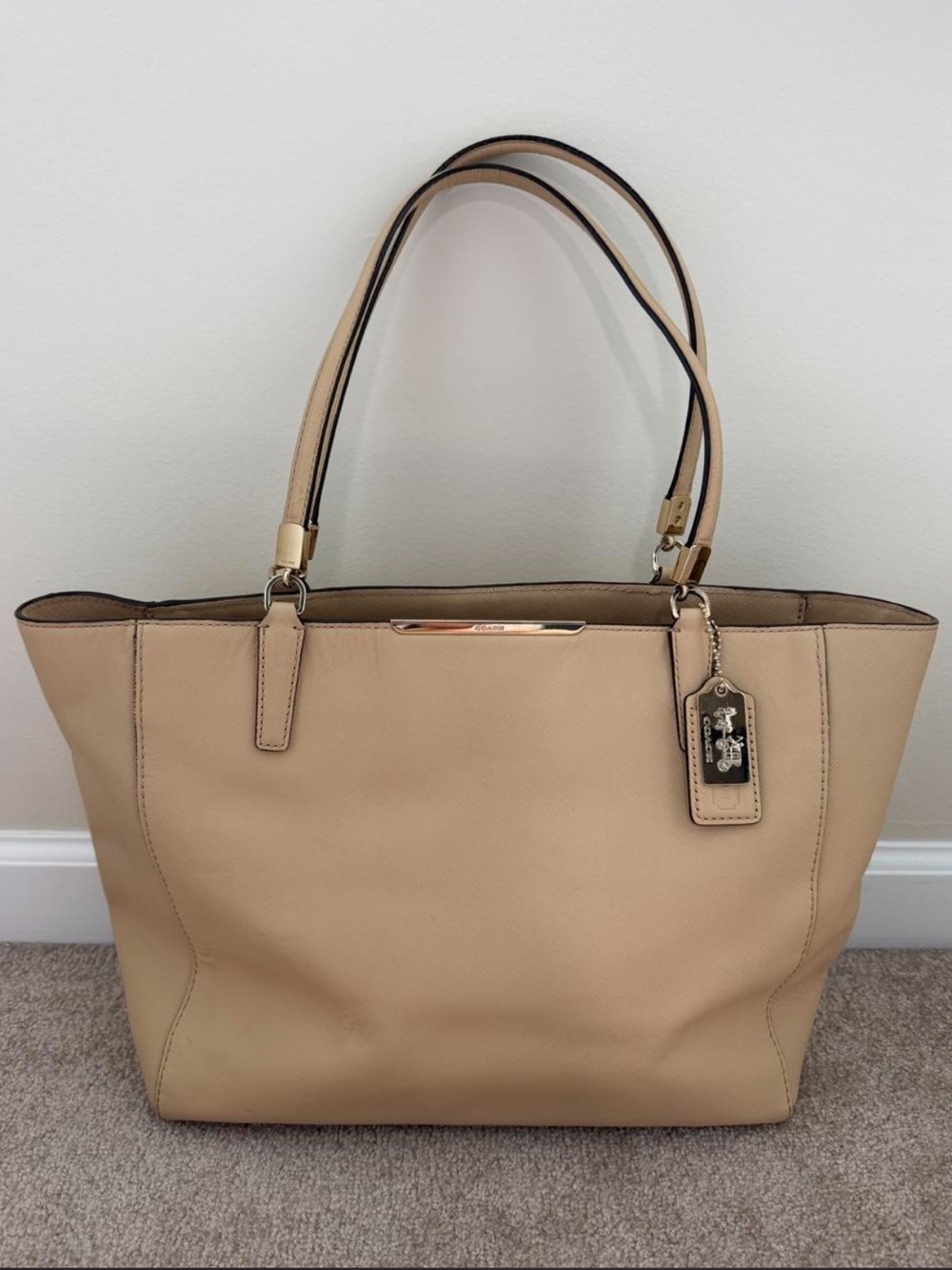 Coach Tan Leather Tote with Gold Hardware